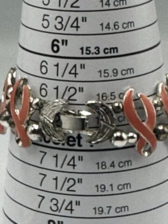 Vintage Jennie B Watch Breast Cancer Awareness Ribbon Band Silver Pink Works main image 10
